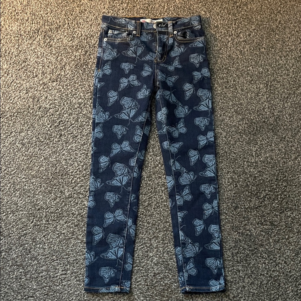 Levi's Dark Blue Butterfly Print  Girls Skinny Jeans. Brand new, no tags
